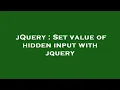 jQuery Set value of hidden input with jquery