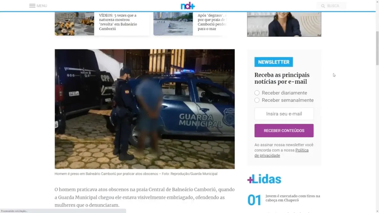 Homem é preso fazendo atos obscenos em BC, e carro cai no rio em Brusque