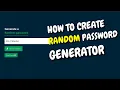 How To Create Random Password Generator on Html Css Javascript
