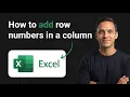 How to Add Row Numbers in a Column in Excel Step by Step