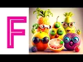 Words Start with F Kids Learning Kids Fun Flower Food Fish Meow Kids F For Fruits