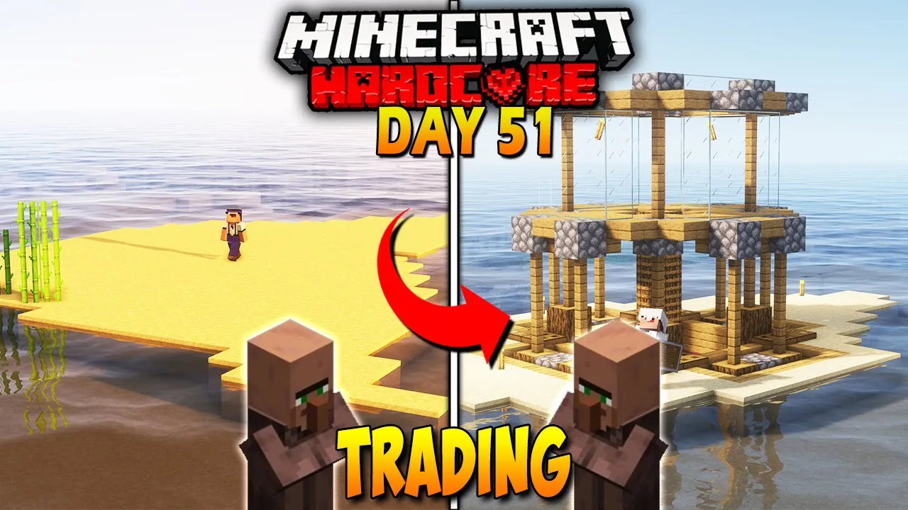???? Villager Trading is OP! - DESERTED ISLAND in HARDCORE Minecraft 100 Days