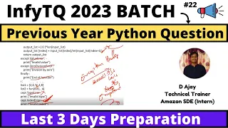 Infytq Previous Year Python MCQ Questions Last 3 Days Preparation Prepare Crack It Infytq