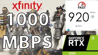 Downloading Apex Legends at 1000Mbps on PC Xfinity Gigabit Internet Download Test