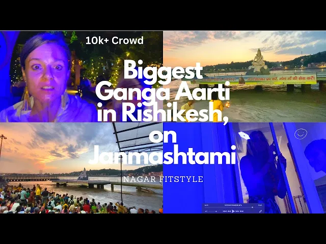 Download MP3 Biggest Ganga Aarti in Rishikesh on Janmashtmi night 😍 | Jai shree ram 🚩 | Day 2 part 2 in Rishikesh