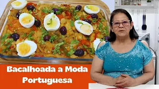 BACALHOADA COM BATATA À PORTUGUESA.RECEITA FÁCIL PARA O ALMOÇO DE PÁSCOA