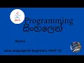 Java Programming in sinhala part 10 - Switch Statement