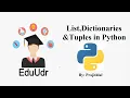 List Dictionaries Tuples in Python Python EduUdr By Prajithlal