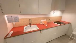 IKEA VEDDINGE White Kitchen with Terracotta Countertop METOD SEKTION Walkthrough