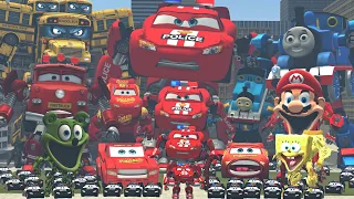 POLICE TRANSFORMER LIGHTNING MCQUEEN AND THOMAS TRAIN BIG CITY EP 9 In Garry's Mod