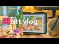 art vlog cozy relaxing digital coloring session bobbie goods with fire crackling sounds