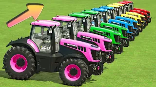 JCB FASTRACS OF COLORS! 🚜 FAST STRAW BALING & AUTO-LOAD! BALES vs BIG GARAGE! FS25