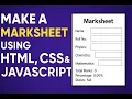 Make a Marksheet Using HTML CSS JavaScript JavaScript Project for Beginners