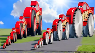 Big & Small Lightning Mcqueen with Saw Wheels vs Big & Small Lightning Mcqueen | BeamNG.Drive