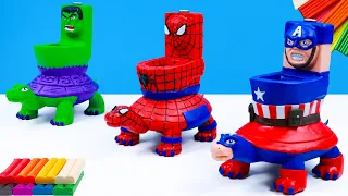 Making Turtle x Toilet Superheroes Spider-man, Hulk, Captain America with Polymer Clay