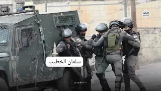 لحظة إصابة جندي ومجندة من جيش الاحتلال خلال مواجهات في محيط مخيم الأمعري  رام الله  فلسطين دندنها