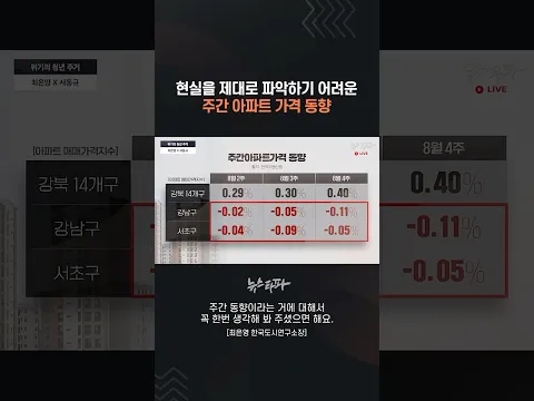 현실을 제대로 파악하기 어려운 주간 아파트 가격 동향 #부동산 #집값