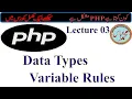 PHP Data Types Variable Rules in by Mohammad Abbas Lecture 03