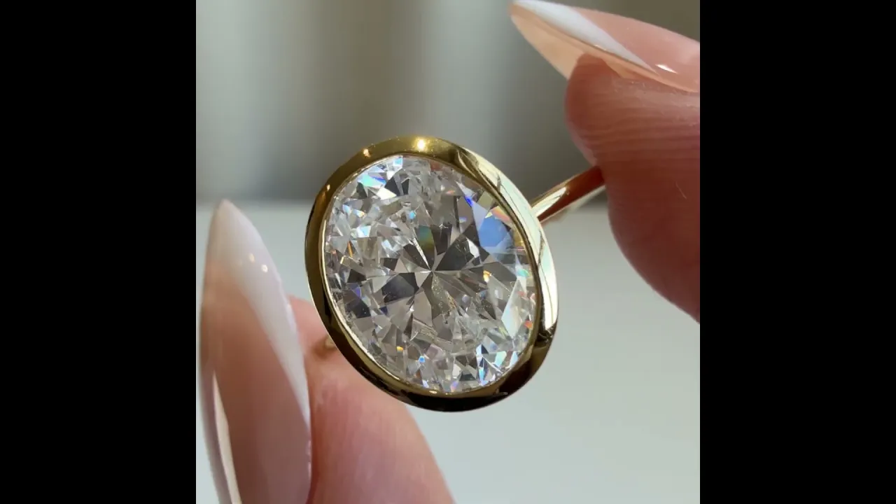 Sophia丨2CT Oval Cut Lab-Grown Diamond Bezel Engagement Ring in 14K Gold/Platinum