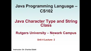 Java Character Type and String Class Java Program to Compare two String using CompareTo method