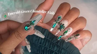 Emerald Green Chandelier Nails Nail Tip Tutorial ASMR Nail Art