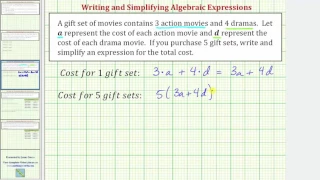 Write and Simplify a Variable Expression for a Gift Set ax by