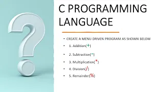 Create A Menu Driven Program In C Language Using Switch Statement for - And