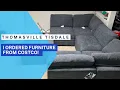 Thomasville Tisdale modular fabric sectional sofa with storage ottoman from Costco