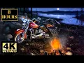 Harley Davidson Motorcycle Fire Moon Water Wallpaper Screensaver Background 4K 8 HOURS With Music