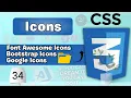 CSS Icons Explained Font Awesome Bootstrap Google Icons How to add icons to website Tutorial