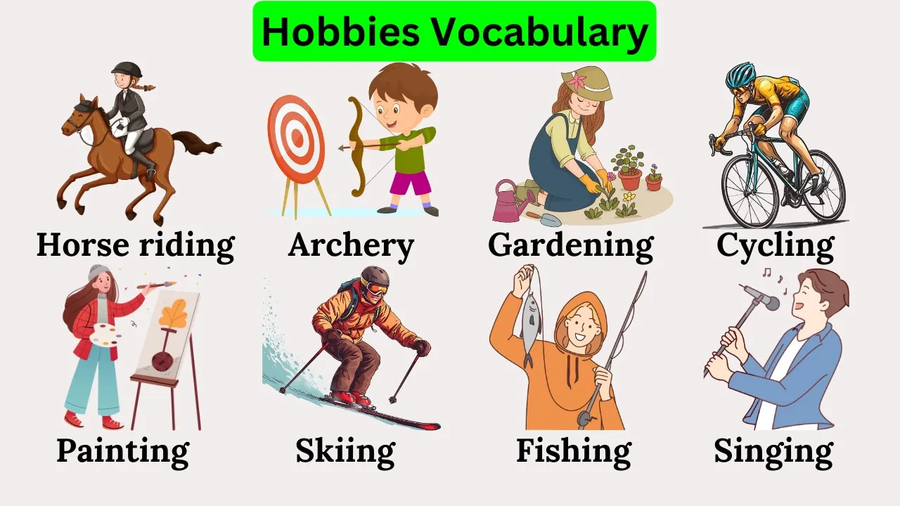 Hobbies Vocabulary with Pictures | English Vocabulary | List of Hobbies | Name of hobbies Hobbies Vocabulary with Pictures | English Vocabulary | List of Hobbies | Name of hobbies