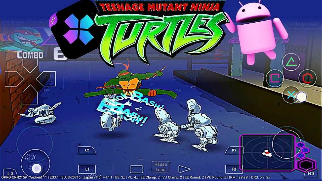 Teenage Mutant Ninja Turtles PS2 Emulator Android - Ninja Turtle DamonPS2 PRO - TMNT Mobile Gameplay