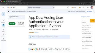 App Dev Adding User Authentication to your Application - Python GSP186