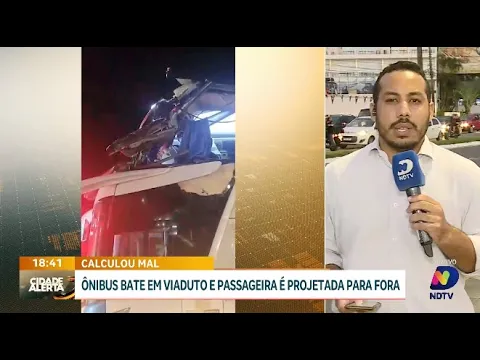 Acidente em Itapema: ônibus colide com viaduto e passageira é arremessada para fora do veículo