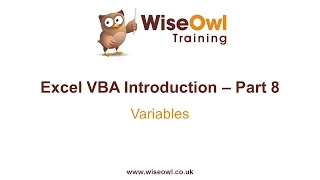 Excel VBA Introduction Part 8 - Variables