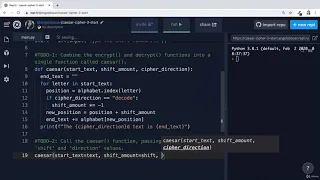 Caesar Cipher Part 3 - Reorganizing our Code 100 Days of Code The Complete Python Pro Bootcamp