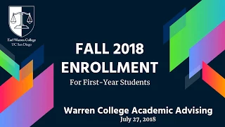 First Year Enrollment Webinar - Warren College Advising