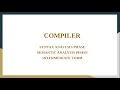 COMPILER-Syntax Analysis Phase Semantic Analysis Phase and Intermediate Form
