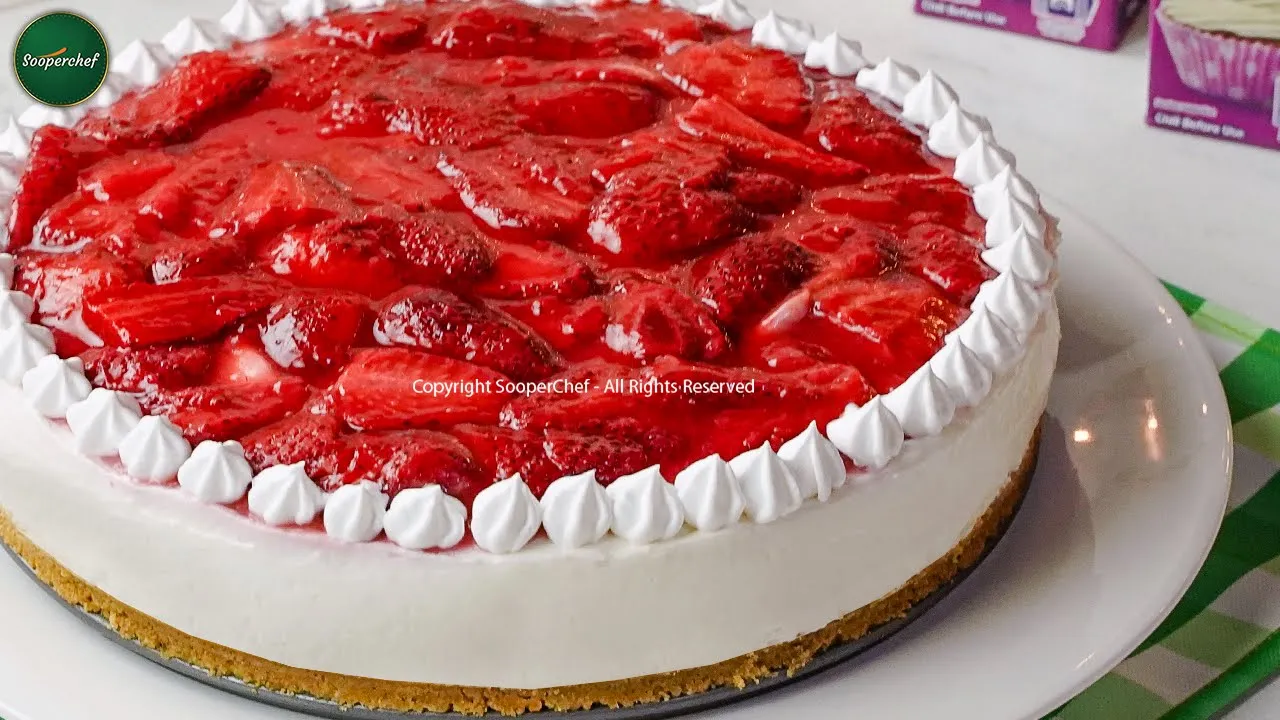 Strawberry Cheesecake   No Bake Cheesecake Recipe By SooperChef