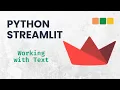 Streamlit with Python How to Display Text in Streamlit