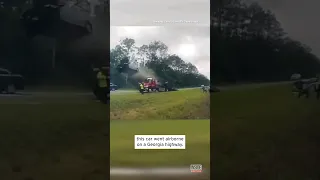 Car Drives Over Tow Truck and Goes Airborne