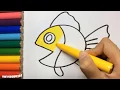 How to Draw and Paint Fish Coloring Pages Learn Colors for Kids and Babies
