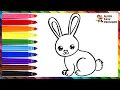 How To Draw A Rabbit Drawing And Coloring A Cute Rainbow Rabbit Drawings For Kids