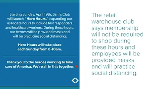 Sam s Club to launch Hero Hours for health care workers and first responders