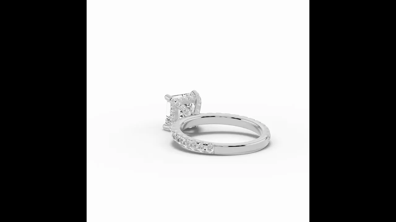 Asscher Coronet Diamond Crown Engagement Ring