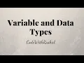 Variables in Python Data types in Python Python Series for Absolute Beginners