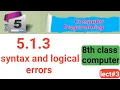 syntax and logical errors what are errors types of errors 8th class computer 2020