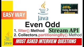 Find Even Odd using Lambda Streams API Java 8 filter Collectors partitioningBy