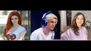 XQC CHECKS OUT AMOURANTH AND POKIMANE AS D.VA COSPLAY II TWITCH CLIPS