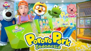 bang bent playing at pororo park indonesia playground indoor playground asmr mukbang pororo food